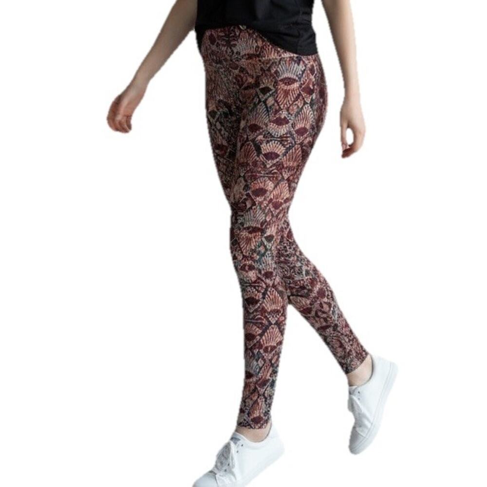 Soft Surroundings Pull on Pants Stretch Colorful Burgundy Aztec Print X-LARGE
